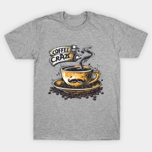 Coffee Craze: Steamy Mustache T-Shirt